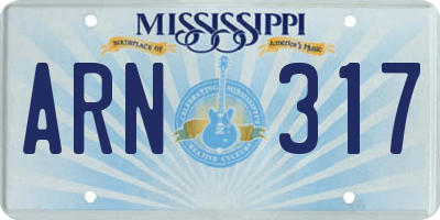 MS license plate ARN317