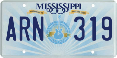 MS license plate ARN319
