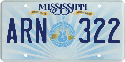 MS license plate ARN322