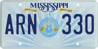 MS license plate ARN330