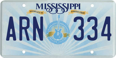 MS license plate ARN334