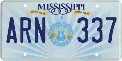 MS license plate ARN337