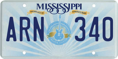 MS license plate ARN340