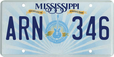 MS license plate ARN346