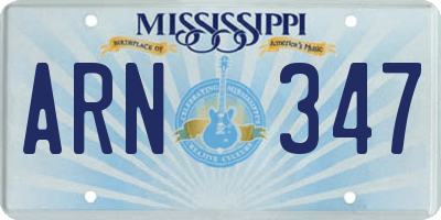 MS license plate ARN347