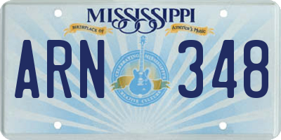 MS license plate ARN348