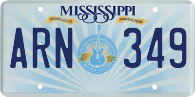 MS license plate ARN349