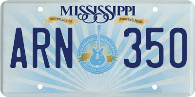 MS license plate ARN350