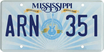 MS license plate ARN351