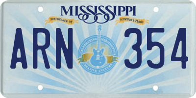 MS license plate ARN354