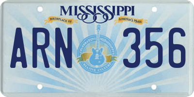 MS license plate ARN356