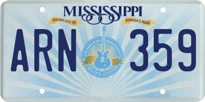 MS license plate ARN359