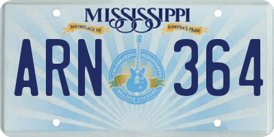 MS license plate ARN364
