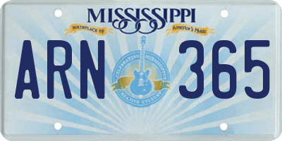 MS license plate ARN365