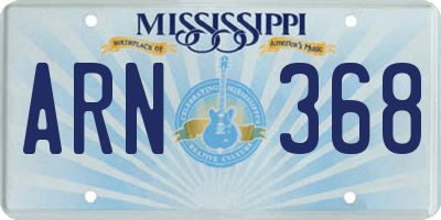 MS license plate ARN368