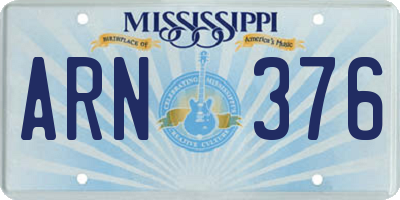 MS license plate ARN376