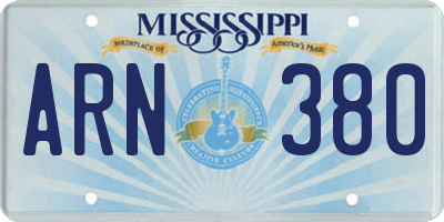 MS license plate ARN380