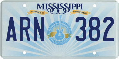 MS license plate ARN382