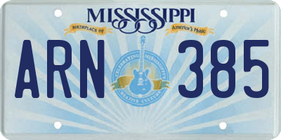 MS license plate ARN385