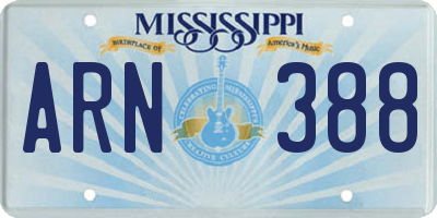 MS license plate ARN388