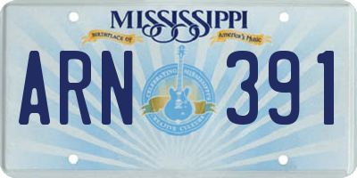 MS license plate ARN391