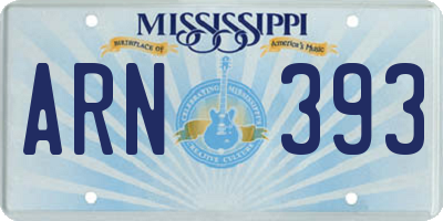 MS license plate ARN393