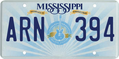 MS license plate ARN394