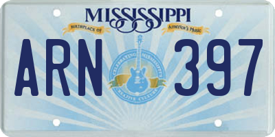 MS license plate ARN397