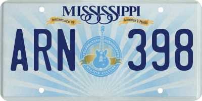 MS license plate ARN398