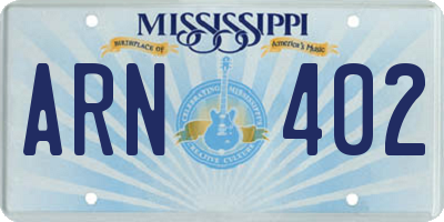 MS license plate ARN402