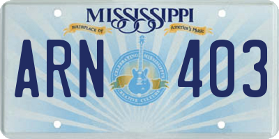 MS license plate ARN403