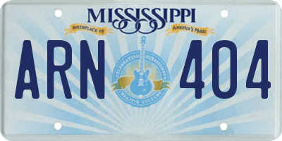 MS license plate ARN404