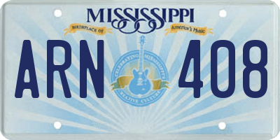 MS license plate ARN408