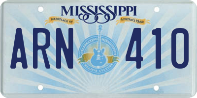 MS license plate ARN410