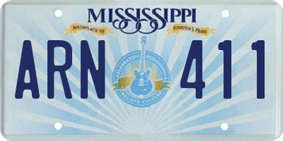 MS license plate ARN411