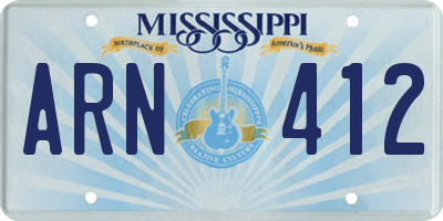 MS license plate ARN412