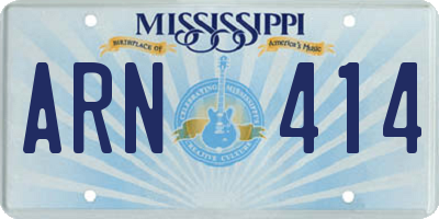 MS license plate ARN414