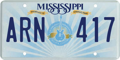 MS license plate ARN417