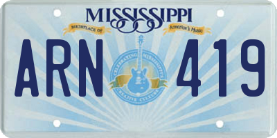 MS license plate ARN419