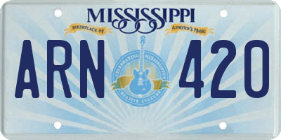MS license plate ARN420