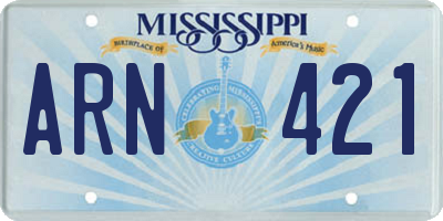 MS license plate ARN421