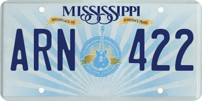 MS license plate ARN422