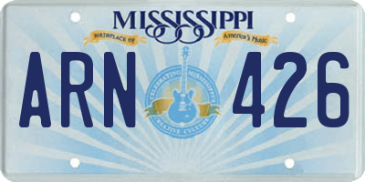 MS license plate ARN426