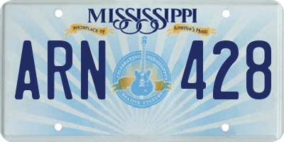MS license plate ARN428