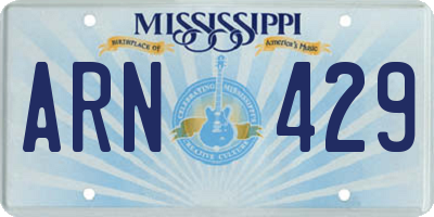 MS license plate ARN429