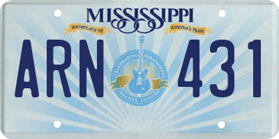 MS license plate ARN431