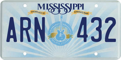 MS license plate ARN432