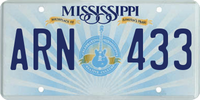 MS license plate ARN433