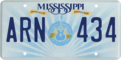MS license plate ARN434