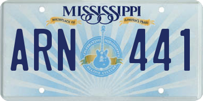 MS license plate ARN441